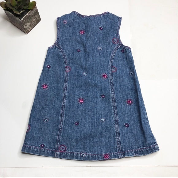 Carters floral snap front denim jumper/ dress - Picture 3 of 4